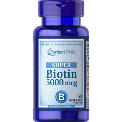 Puritan's Pride Biotin for Healthy Hair, Skin & Nails Support, 5000mcg, Capsules - 60 Count