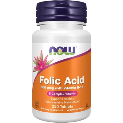 Now Foods Folic Acid Supplement, Tablets - 800mcg, 250 Count