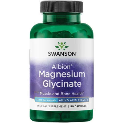 Swanson Magnesium Glycinate for Muscle, Nerve & Sleep Support, Capsules - 90 Count