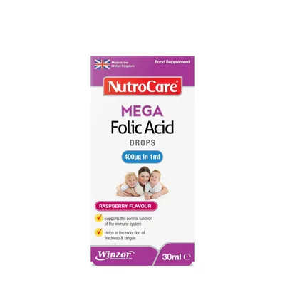 Winzor Mega Folic Acid Drops for Healthy Cell Growth & Red Blood Cell Formation, Drops - 30ml