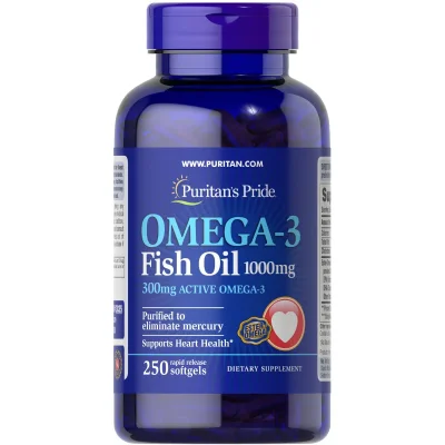 Puritan's Pride Omega-3 Fish Oil, 1000mg - 250 Softgels