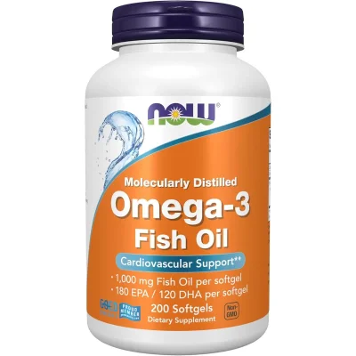 NOW Omega-3 Fish Oil for Heart & Brain Health, 200 Softgels - 200 Count