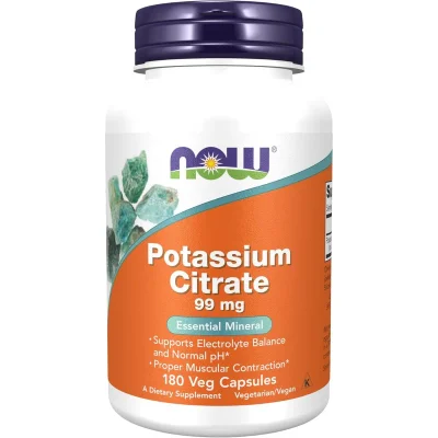 NOW Potassium Citrate Supplement, Capsules - 180 Count