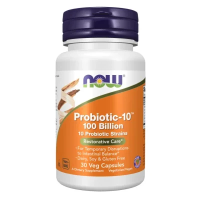 NOW Foods Probiotic-10, 100 Billion Probiotics, Capsules - 30 Count