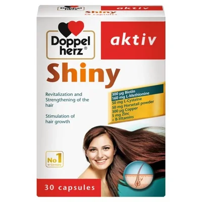Doppel Herz Shiny Aktiv Cap for Hair, Skin & Nail Health, Capsules