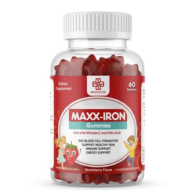 Maxx Active Maxx Iron Chewable Tablets - Iron, Vitamin C & Folic Acid Supplement - 60 Count
