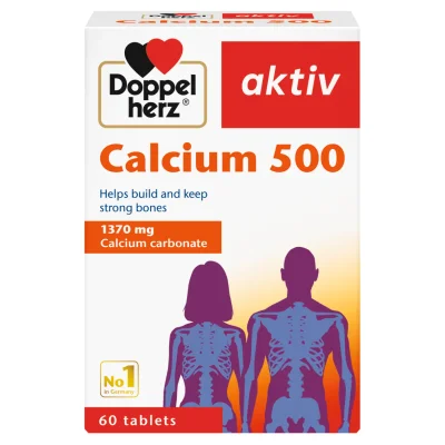 Doppelherz Calcium Supplement for Strong Bones & Teeth, Tablets, 500mg - 60 Tablets