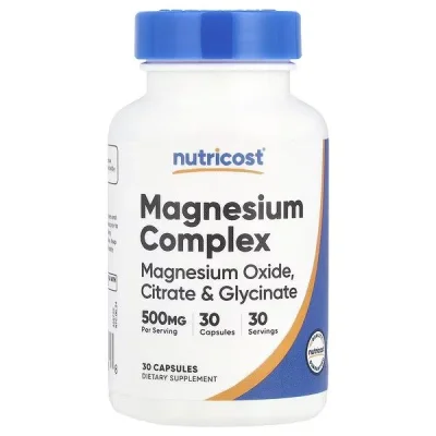 نيوتريكوست (Nutricost) ماغنيسيوم كومبلكس لدعم وظائف الجسم الأساسية، كبسولات - 30 كبسولة