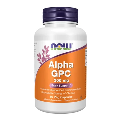 NOW Alpha GPC Cognitive Support & Memory Enhancement, Capsules, 300 mg - 60 Capsules