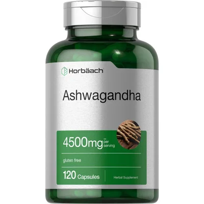 Horbaach Ashwagandha Herbal Supplement, Stress Management & Calm Support, Capsules - 120 Count