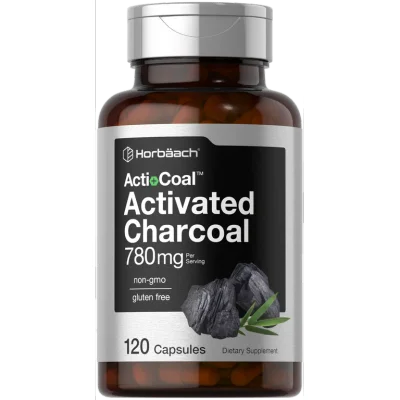 Horbaach ActiCoal Activated Charcoal for Detoxification & Gas Relief, Capsules - 120 Count