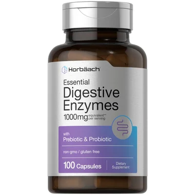 Horbaach Essential Digestive Enzymes, Supports Digestion & Nutrient Absorption, Capsules - 100 Count