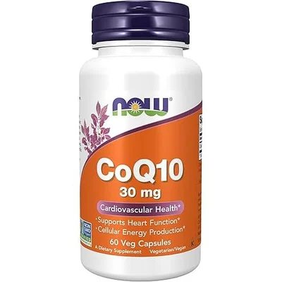 NOW Foods CoQ10 Supplement, Supports Cellular Energy & Heart Health, Antioxidant, 30 mg Veg Capsules - 60 Count