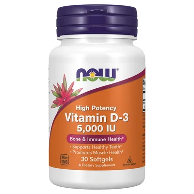 NOW Vitamin D-3, Supports Bone Health & Immunity, Softgels - 120 Softgels