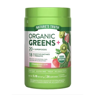 Nature's Truth Organic Greens+ Superfood Blend Powder for Nutritional Support & Vitality - 147g (5.18 oz)