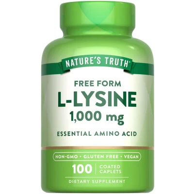 Nature's Truth L-Lysine 1000mg for Immune Support, 100 Coated Caplets