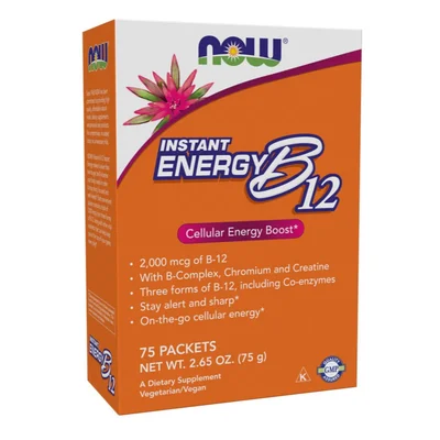 NOW Foods Instant Energy B12, Supports Nervous System Health & Red Blood Cell Formation, Packets - 75 Count