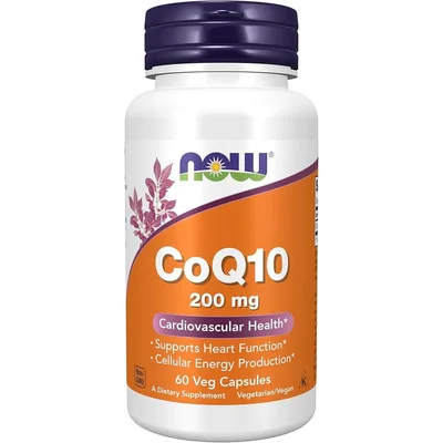 NOW CoQ10 (Coenzyme Q10) for Cellular Energy & Antioxidant Support, 200mg - 60 Softgels