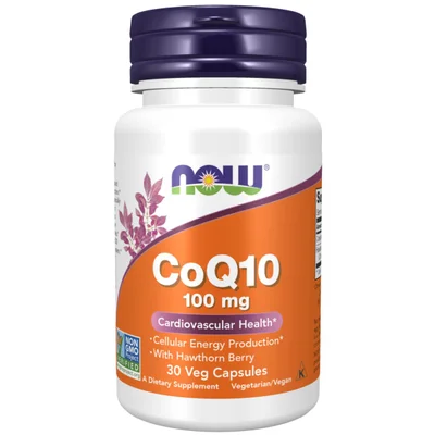 NOW CoQ10 Supplement for Cellular Energy & Heart Health, Veg Capsules, 100 mg - 30 Count
