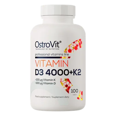 OstroVit Vitamin D3 4000+K2, Promotes Bone Health & Immune Support, Tablets - 100 Count