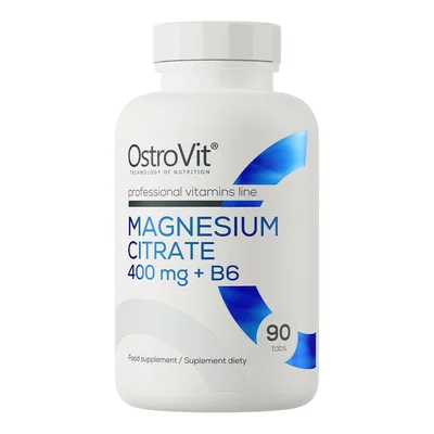 OstroVit Magnesium Citrate 400 mg + B6 Supplement, Supports Muscle & Nerve Function & Reduces Fatigue, Tablets - 90 Count
