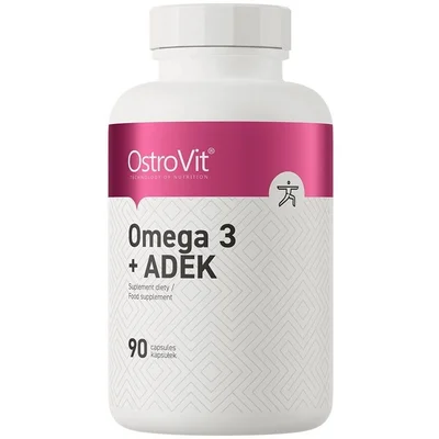 OstroVit Omega 3 + ADEK, Comprehensive Support for Heart, Brain, Vision, Bone & Immunity, Capsules - 90 Count
