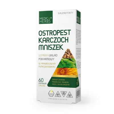 Medica Herbs Ostropest Liver Support Supplement with Milk Thistle, Artichoke & Dandelion, Capsules - 60 Capsules x 540mg