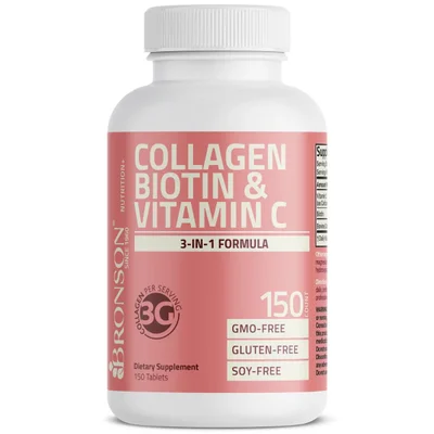 Bronson Collagen with Biotin & Vitamin C for Skin and Hair Health, Tablets - 150 Count