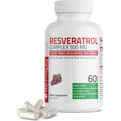 Bronson Resveratrol Complex, Potent Antioxidant for Cellular Health Support, Capsules - 60 Count
