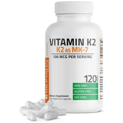 Bronson Vitamin K2 MK-7 for Bone & Heart Health Support, Vegetarian Tablets - 120 Count
