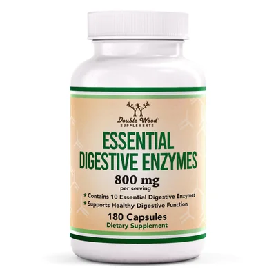 دبل وود سبليمنتس (Double Wood Supplements) إنزيمات هاضمة أساسية لدعم الهضم وامتصاص المغذيات، كبسولات - 180 كبسولة