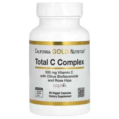 California Gold Nutrition توتال سي كومبلكس (Total C Complex)، فيتامين سي لدعم المناعة ومضاد للأكسدة، كبسولات نباتية - 60 كبسولة