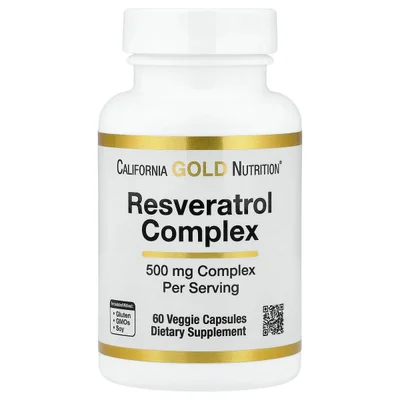 كاليفورنيا جولد نيوترشن (California Gold Nutrition) ريسفيراترول كومبلكس، مضاد للأكسدة لدعم صحة القلب، كبسولات نباتية - 60 كبسولة