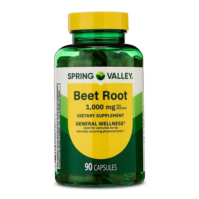 Spring Valley Beet Root Extract, Supports Cardiovascular Health, Capsules - 90 Count