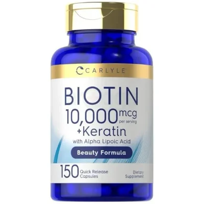 Carlyle Biotin 10,000mcg with Keratin for Hair, Skin & Nails Support, Capsules - 150 Count