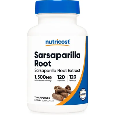 نوتريكوست (Nutricost) مستخلص جذور السارساباريلا، مكمل عشبي لدعم صحة البشرة - 1500 ملغ، 120 كبسولة
