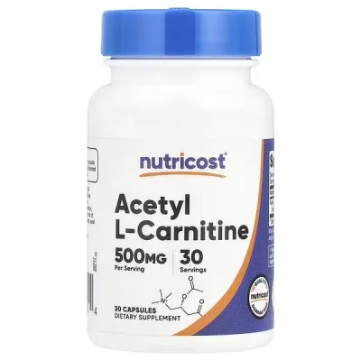 نيوتريكوست (Nutricost) أسيتيل إل-كارنيتين لدعم وظائف الدماغ وإنتاج الطاقة، كبسولات - 30 كبسولة