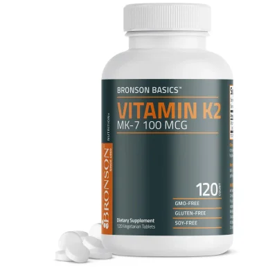 Bronson Vitamin K2 MK-7 for Bone & Artery Health, Tablets - 120 Count