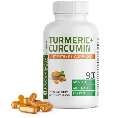 Bronson Turmeric + Curcumin Extra Strength, Potent Anti-Inflammatory & Antioxidant Support, Vegetarian Capsules - 90 Count