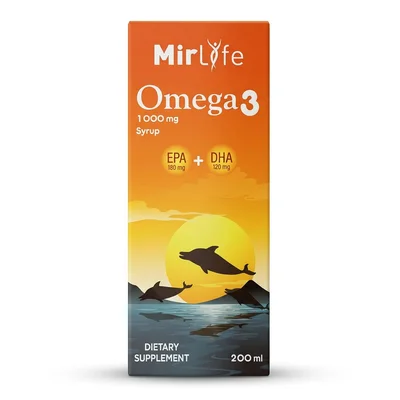 MirLife Omega 3 Syrup for Cardiovascular, Brain & Vision Support, Syrup - 100ml