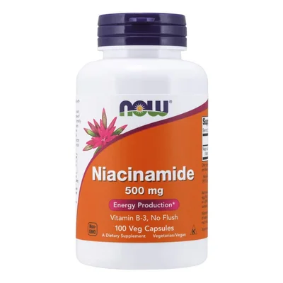 Now Foods Niacinamide, Vitamin B3 Supplement for Cellular Energy & General Health, Capsules - 100 Count