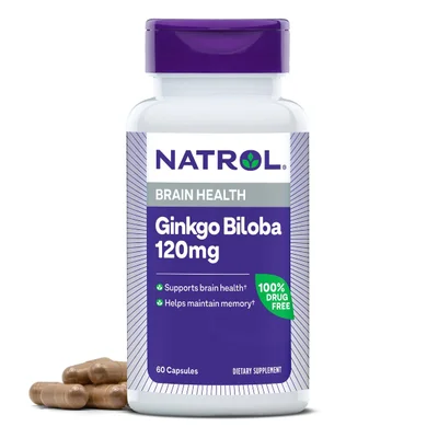 Natrol Ginkgo Biloba for Memory & Cognitive Support, Capsules - 60 Count