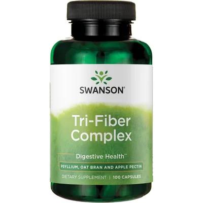Swanson TRI-FIBER COMPLEX, Fiber Supplement for Healthy Digestion and Bowel Regularity, 100 Capsules