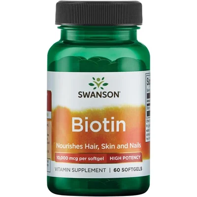 Swanson Biotin, Supports Healthy Hair, Skin & Nails, Capsules - 60 Count