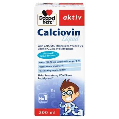 Doppelherz Calciovin Syrup for Bone & Immune Support, Vitamin & Mineral Supplement - 200ml