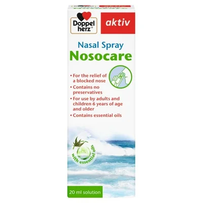 Queisser Doppel Herz Germany Nosocare Nasal Spray, for Congestion & Dryness Relief, Eucalyptus & Mint Oil, 20ml