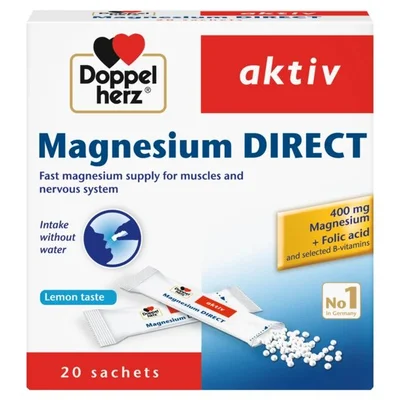 Doppel Herz Magnesium Direct for Muscle & Nerve Support, 20 Sachets