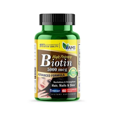AMS Biotin for Hair, Skin & Nails Support, Tablets - 60 Count