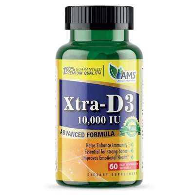 AMS XTRA D3 Vitamin D3 for Bone and Immune Support, Capsules - 60 Count