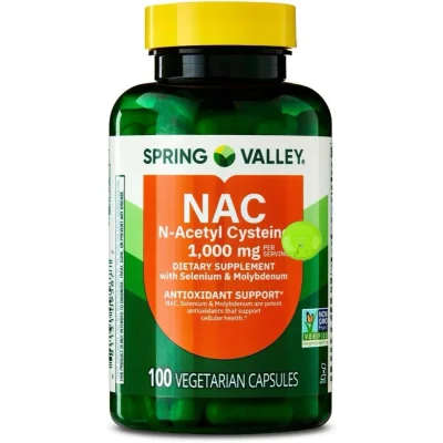 Spring Valley N-Acetyl Cysteine for Respiratory Support & Antioxidant, Vegetarian Capsules - 100 Count